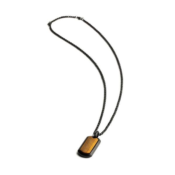 Volltitan-Halskette mit schwarzem Finish und Tigerauge-Stein - Imperium Black Tiger